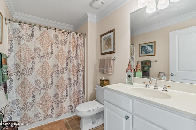 260 S Crow Creek Dr NW Lot 19, Calabash, NC 28467 - full bath with crown molding, vanity, visible vents, and toilet