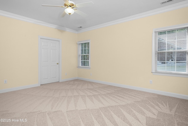 106 Oakmont Cir, New Bern, NC 28562 - empty room featuring ornamental molding, light colored carpet, and a ceiling fan