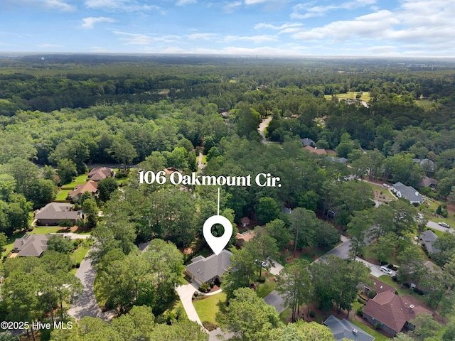 106 Oakmont Cir, New Bern, NC 28562 - aerial overview of property's location featuring a forest and nearby suburban area