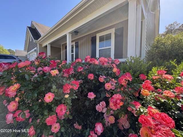 exterior details featuring board and batten siding