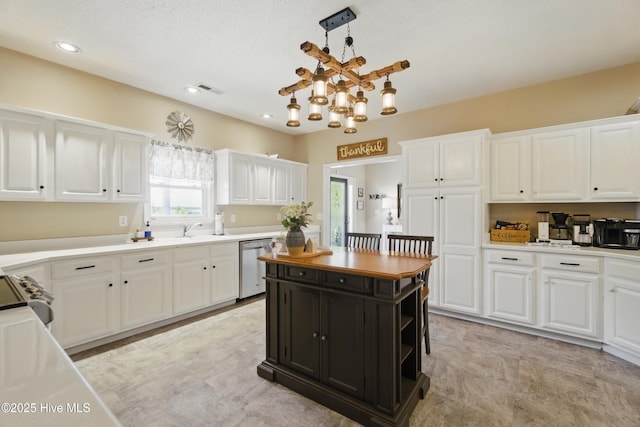 1744 Ocean Hwy S, Edenton, NC 27932 - kitchen with stainless steel appliances, white cabinetry, a sink, light countertops, and recessed lighting
