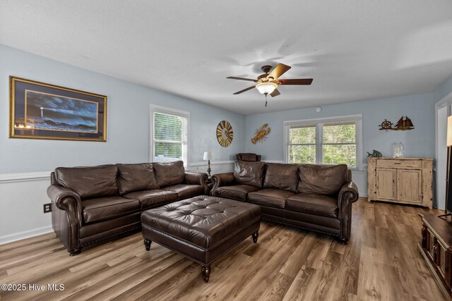 307 Little Rossie Rd, New Bern, NC 28560 - living area with light wood-style floors, ceiling fan, and plenty of natural light