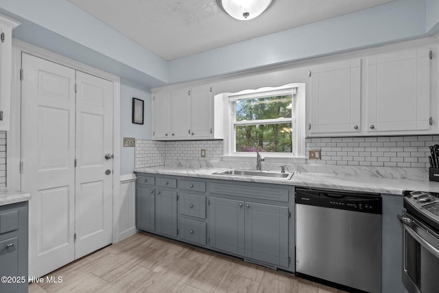 307 Little Rossie Rd, New Bern, NC 28560 - kitchen with appliances with stainless steel finishes, a sink, white cabinets, and gray cabinets