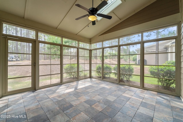 80 Whistling Straight Rd, Pinehurst, NC 28374 - unfurnished sunroom with ceiling fan and lofted ceiling