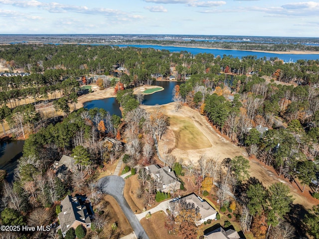 aerial view with a residential view and a water view