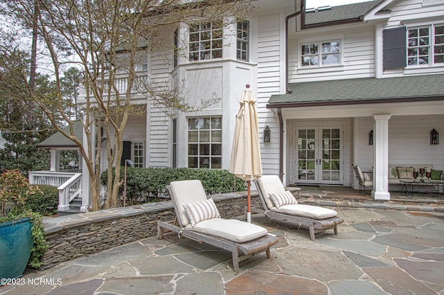 view of patio featuring french doors