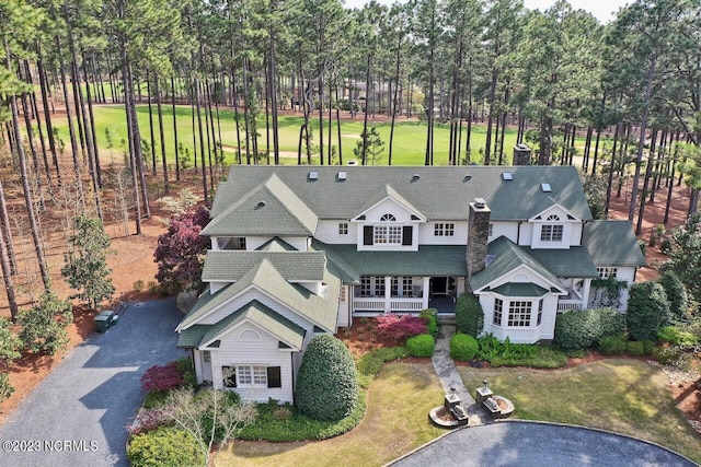 birds eye view of property featuring golf course view