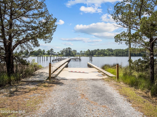 210 Sumter Ct, Havelock, NC 28532 - dock area with a boat ramp and a water view
