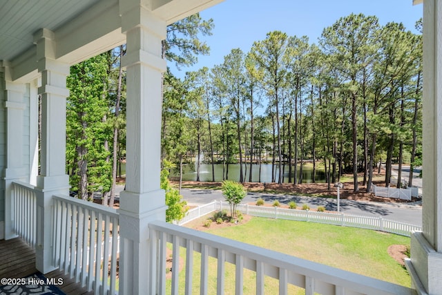9298 W Lake Rd, Calabash, NC 28467 - exterior space featuring a water view and a porch