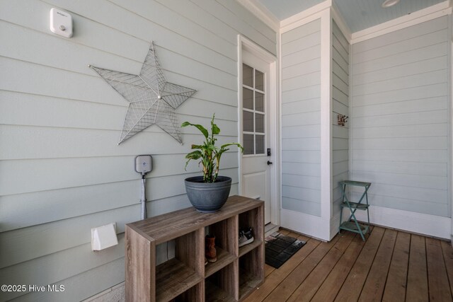 9298 W Lake Rd, Calabash, NC 28467 - exterior space featuring hardwood / wood-style flooring and wooden walls