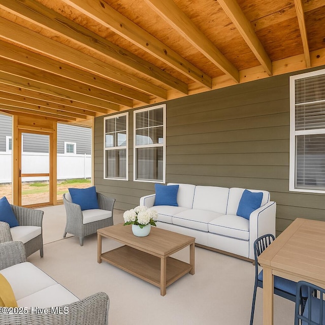 exterior space with an outdoor living space