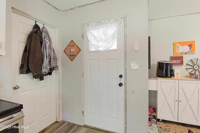 foyer featuring light wood-style flooring