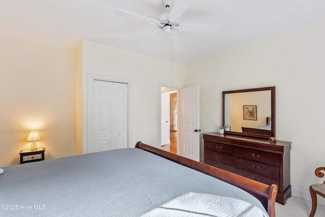 8819 Sawmill Creek Ln, Wilmington, NC 28411 - bedroom with a closet, carpet, ceiling fan, and baseboards