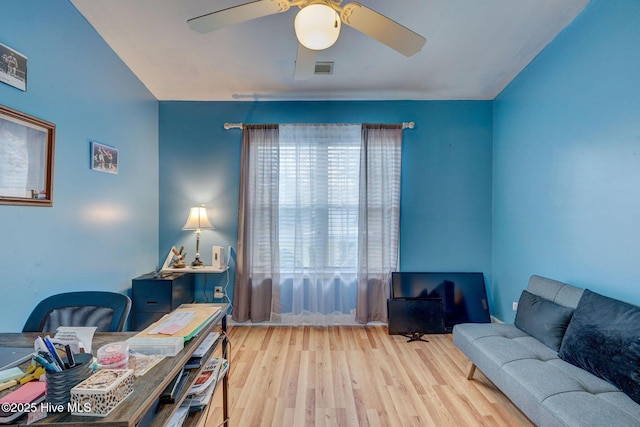 5029 Woods Edge Rd, Wilmington, NC 28409 - office with wood finished floors and a ceiling fan