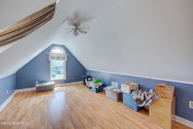 5029 Woods Edge Rd, Wilmington, NC 28409 - bonus room with baseboards, a ceiling fan, light wood-style floors, and lofted ceiling
