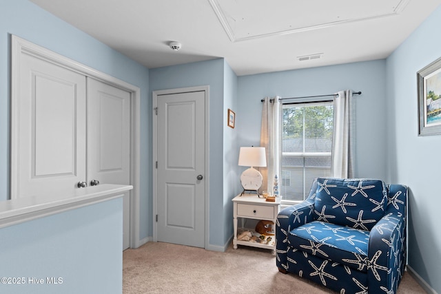 4333 Jones St SW, Shallotte, NC 28470 - sitting room with attic access, baseboards, visible vents, and carpet