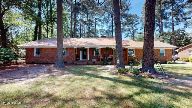 724 York St, Rocky Mount, NC 27803 - ranch-style house featuring brick siding, a front lawn, crawl space, and a porch