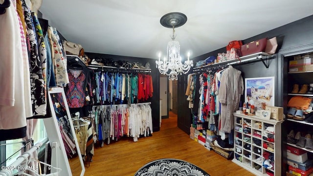 724 York St, Rocky Mount, NC 27803 - spacious closet with wood finished floors and a chandelier