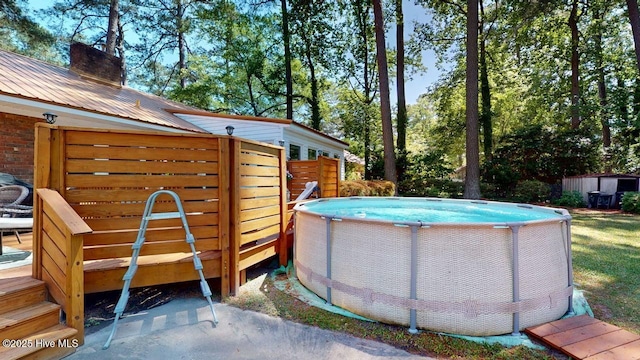 724 York St, Rocky Mount, NC 27803 - pool with an outbuilding and a storage unit