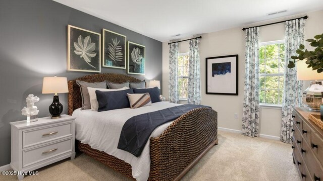 3048 Platinum Cir W, End, NC 27376 - bedroom with visible vents, baseboards, and light carpet