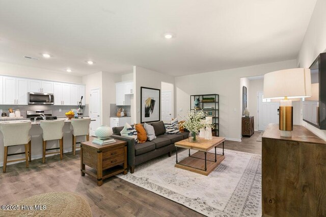 3048 Platinum Cir W, End, NC 27376 - living area with light wood-style flooring, recessed lighting, and baseboards