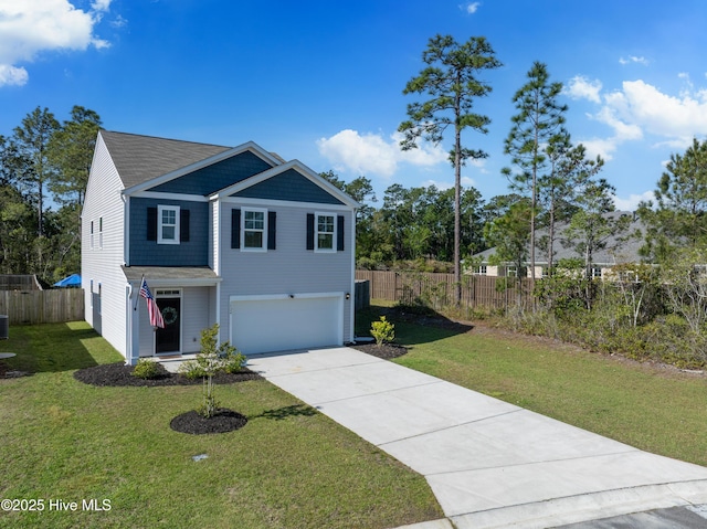 1524 Pleasant Hollow Ct SE, Bolivia, NC 28422 - view of front of house featuring an attached garage, driveway, fence, and a front lawn