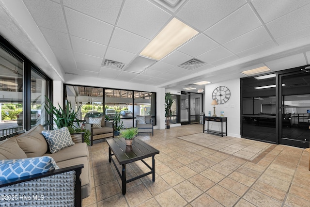 lobby with a paneled ceiling