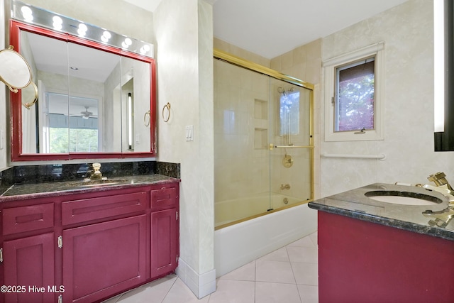 bathroom with vanity, tile patterned floors, and plenty of natural light