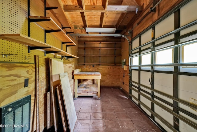 garage with wooden ceiling