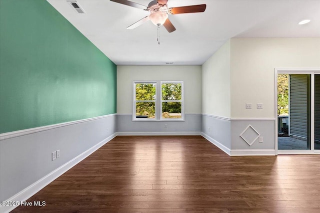 354 Trevally Ct, Southport, NC 28461 - empty room featuring a ceiling fan, hardwood / wood-style flooring, and baseboards