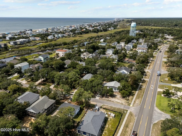 aerial view with a water view and a residential view