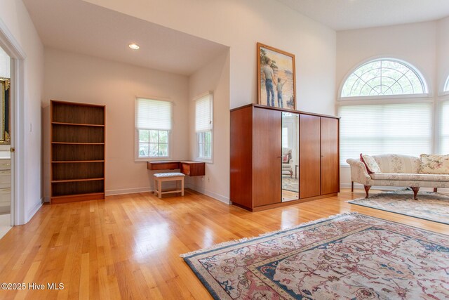entrance foyer featuring a wealth of natural light, wood finished floors, and baseboards