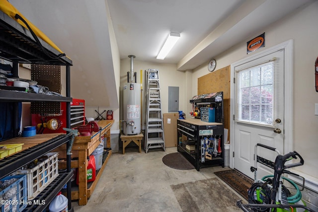 storage with water heater and electric panel