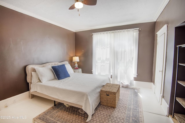 915 Saint David St, Tarboro, NC 27886 - bedroom featuring a ceiling fan, baseboards, and ornamental molding