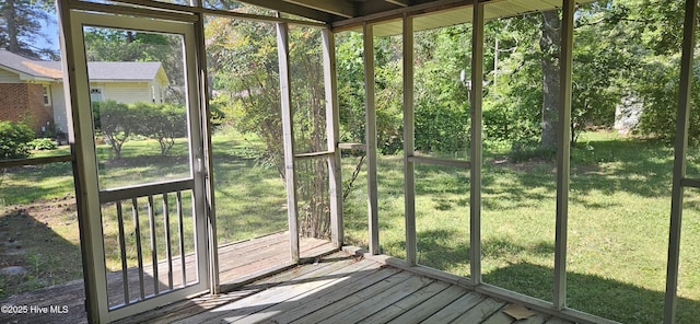 view of unfurnished sunroom