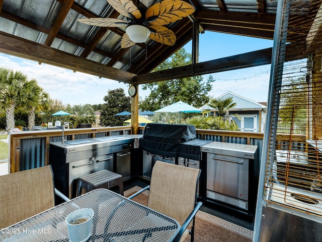 433 Dion Dr, Hubert, NC 28539 - view of patio / terrace featuring outdoor dining area, ceiling fan, and an outdoor kitchen