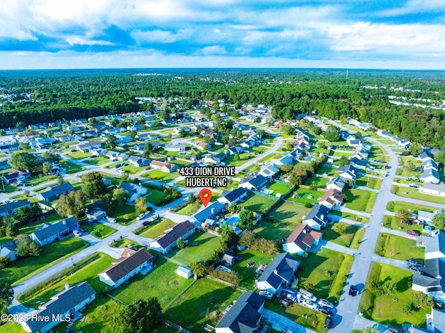 433 Dion Dr, Hubert, NC 28539 - birds eye view of property featuring a forest view