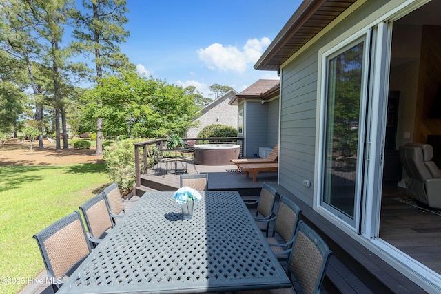 2592 St James Dr SE, Southport, NC 28461 - view of patio featuring outdoor dining area and a wooden deck