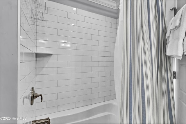 full bathroom featuring shower / bathtub combination with curtain