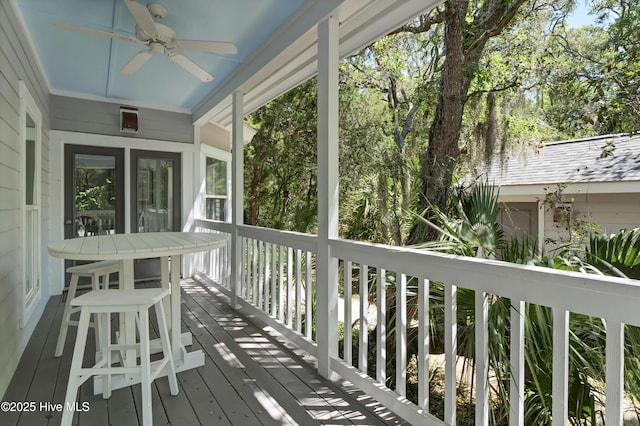 deck featuring a ceiling fan