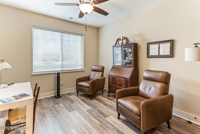 20 Barkley Ln, Pinehurst, NC 28374 - sitting room with baseboards, light wood finished floors, ceiling fan, and visible vents