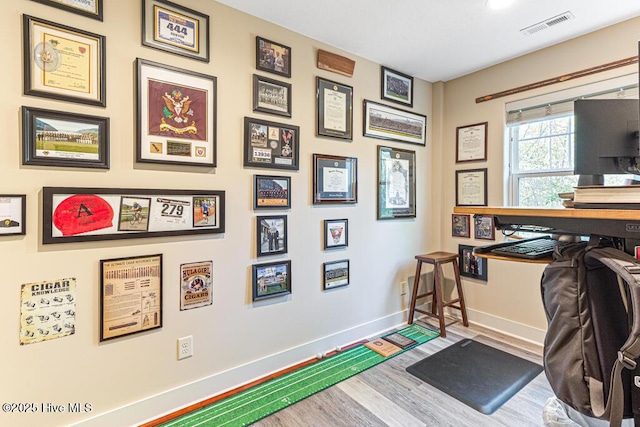 20 Barkley Ln, Pinehurst, NC 28374 - office with visible vents, baseboards, and wood finished floors