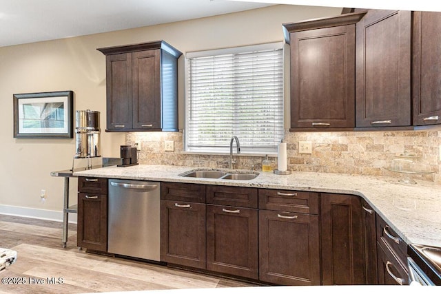 20 Barkley Ln, Pinehurst, NC 28374 - kitchen featuring light wood-style floors, a sink, dark brown cabinets, and stainless steel appliances