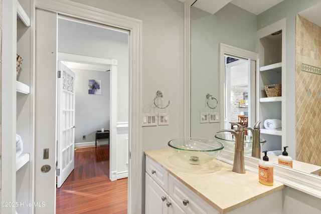 604 Lanvale Hills Cir, Leland, NC 28451 - bathroom featuring vanity and wood finished floors