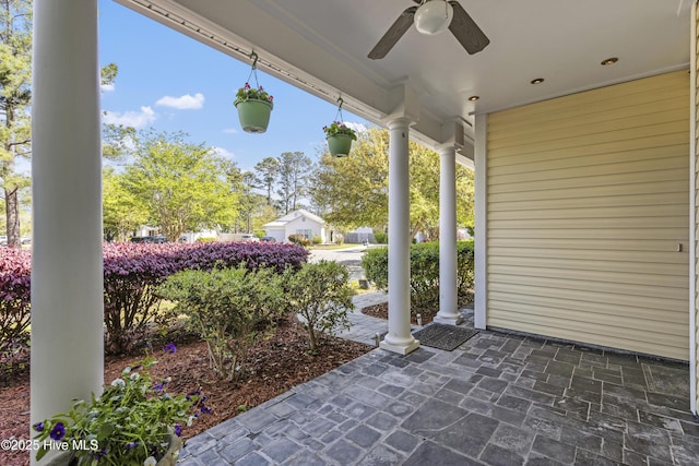 604 Lanvale Hills Cir, Leland, NC 28451 - view of patio / terrace with ceiling fan