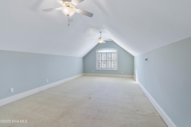 3675 W Medinah Ave, Southport, NC 28461 - additional living space featuring baseboards, a ceiling fan, carpet, and lofted ceiling