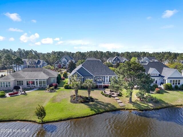 3675 W Medinah Ave, Southport, NC 28461 - bird's eye view with a residential view and a water view