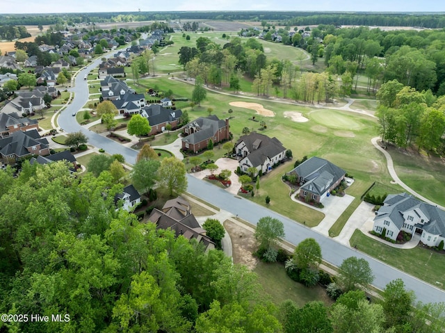 bird's eye view featuring view of golf course and a residential view