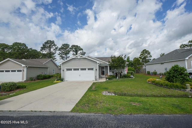 4238 Cherry Laurel Ln SE, Southport, NC 28461 - ranch-style house with a front yard, driveway, and an attached garage
