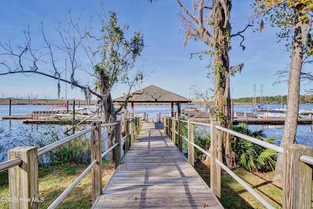 3722 White Cliffs Dr, Castle Hayne, NC 28429 - dock area featuring a gazebo and a water view